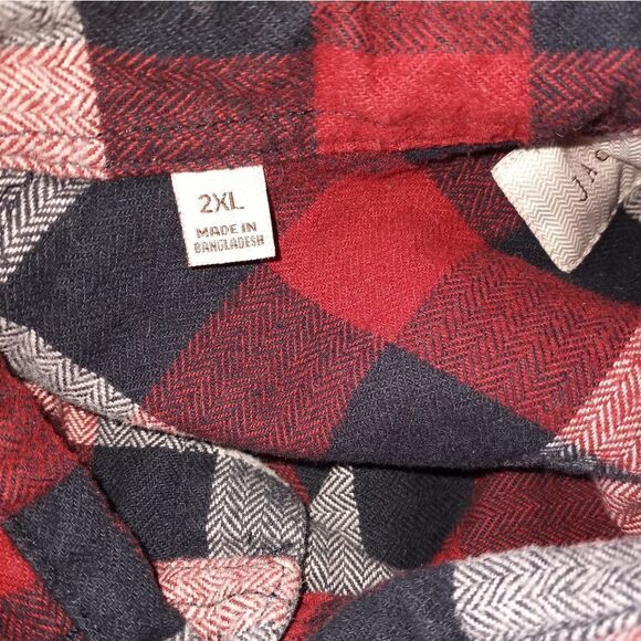 Jachs Button Down Shirt Mens 2XL Long Sleeve 100% Cotton Plaid Flannel Red - Picture 7 of 8